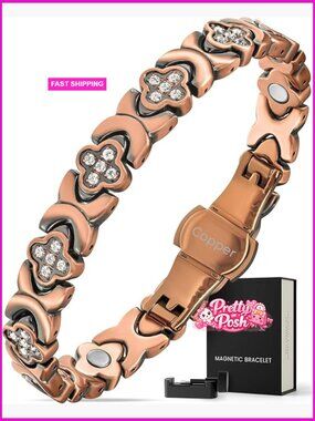 Magnetic Copper Bracelet with 11 Neodymium Magnets - Adjustable with Sizing Tool